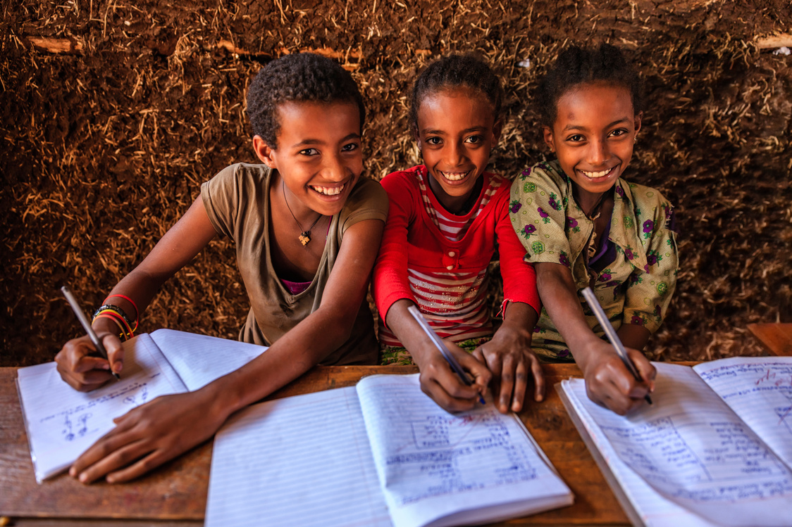 African children during the class, East Africa